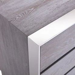 VIG Modrest Arlene Modern Grey Elm & Stainless Steel Bedroom Set