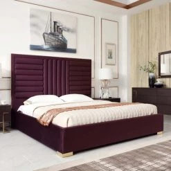 VIG Beds & Headboards Modrest Daystar - Eastern King Modern Beige Velvet & Gold Bed