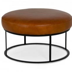 VIG Bedroom Divani Casa Jacoba - Modern Leather Round Ottoman