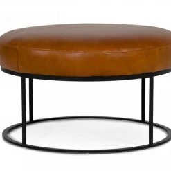 VIG Bedroom Divani Casa Jacoba - Modern Leather Round Ottoman