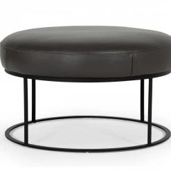 VIG Bedroom Divani Casa Jacoba - Modern Leather Round Ottoman