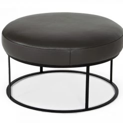 VIG Bedroom Divani Casa Jacoba - Modern Leather Round Ottoman