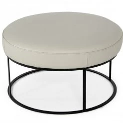 VIG Bedroom Divani Casa Jacoba - Modern Leather Round Ottoman