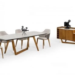 VIG Dining Room Modrest James - Contemporary Walnut & White Dining Table