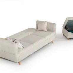 VIG Divani Casa Jeremiah Modern Ivory Fabric Sofabed & Ottoman W/ Storage Living Room