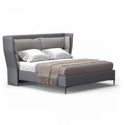 VIG Modrest Jolene - Eastern King Dark & Light Grey Leatherette Bed Beds & Headboards