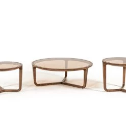 VIG Modrest Jordi Modern 3-Piece Walnut Coffee Table Set Living Room