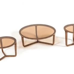 VIG Modrest Jordi Modern 3-Piece Walnut Coffee Table Set Living Room