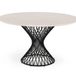 VIG Modrest Joyce Modern Round White Cultured Marble Dining Table Dining Room