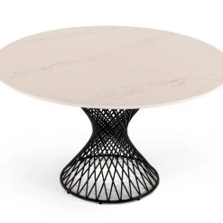 VIG Modrest Joyce Modern Round White Cultured Marble Dining Table Dining Room