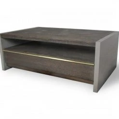 VIG Living Room Modrest June - Modern Dark Grey Concrete & Walnut Coffee Table
