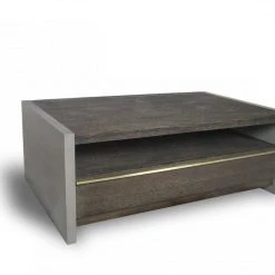 VIG Living Room Modrest June - Modern Dark Grey Concrete & Walnut Coffee Table