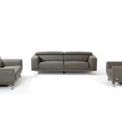 VIG Divani Casa Brustle Modern Dark Grey Eco-Leather Sofa Set Living Room