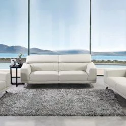 VIG Living Room Divani Casa Brustle Modern Light Grey Eco-Leather Sofa Set