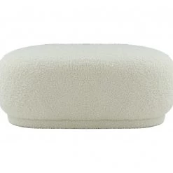 VIG Bedroom Divani Casa Kael - Contemporary White Sherpa Ottoman