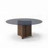 VIG Modrest Kaye - Modern Walnut + Glass 71" Round Dining Table Dining Room