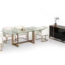 VIG Dining Room Modrest Keaton Modern Glass & Brass Dining Table
