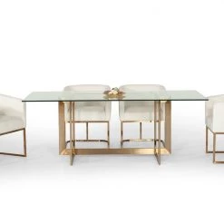 VIG Dining Room Modrest Keaton Modern Glass & Brass Dining Table