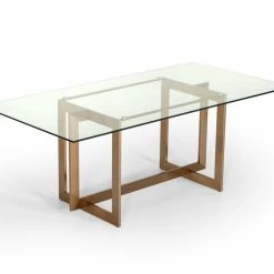 VIG Dining Room Modrest Keaton Modern Glass & Brass Dining Table