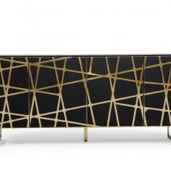 VIG Modrest Kilson - Modern Black Oak & Champagne Gold Buffet Living Room