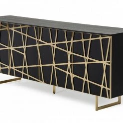 VIG Modrest Kilson - Modern Black Oak & Champagne Gold Buffet Living Room