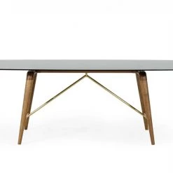 VIG Dining Room Modrest Kipling - Modern Smoked Glass & Walnut Large Dining Table