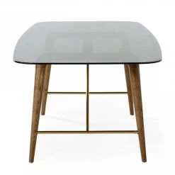 VIG Dining Room Modrest Kipling - Modern Smoked Glass & Walnut Large Dining Table