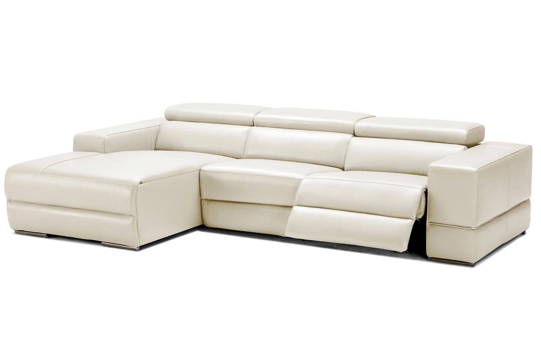 VIG Divani Casa Hilgard - Modern Light Grey Leather Left Facing Sectional Sofa With Recliners Living Room