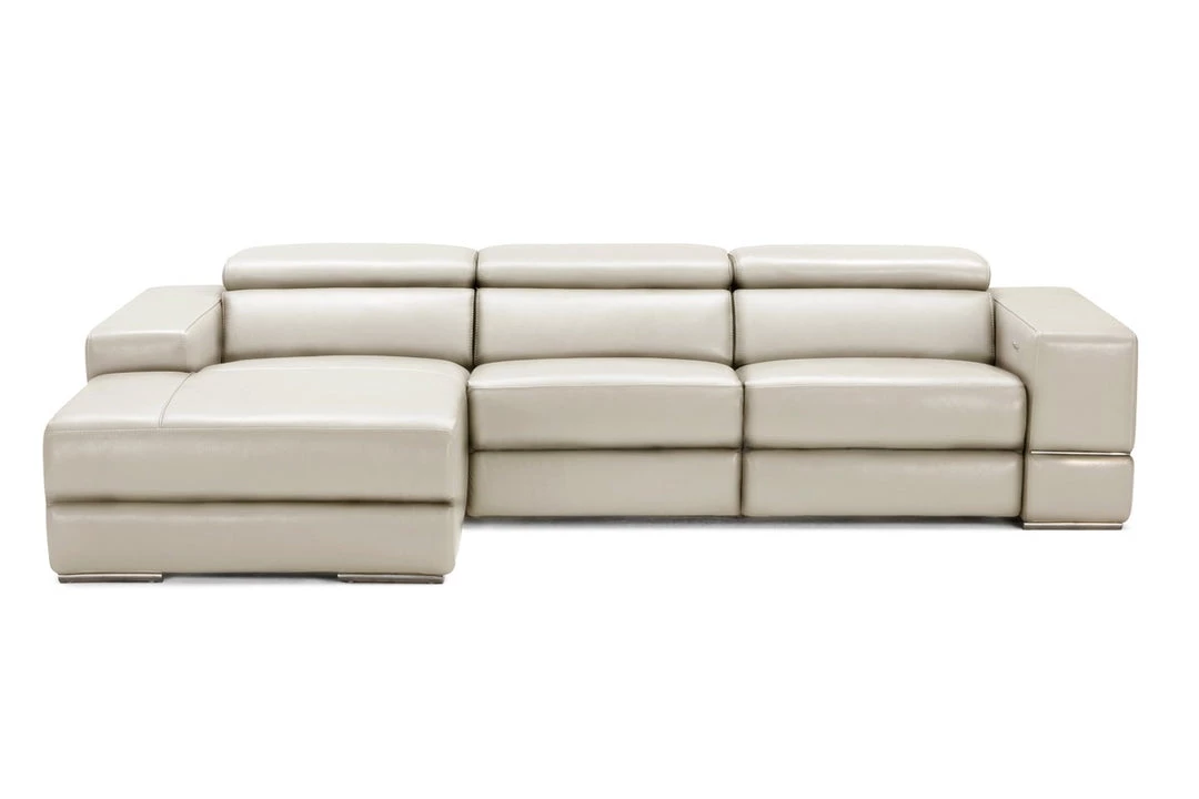 VIG Divani Casa Hilgard - Modern Light Grey Leather Left Facing Sectional Sofa With Recliners Living Room