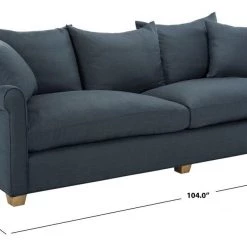 Safavieh Living Room Fraiser Navy Linen Sofa