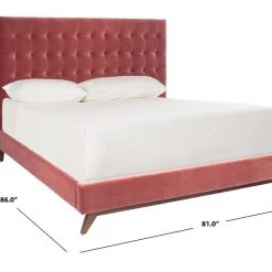 Safavieh Tsarina Dusty Rose Velvet Tufted Bed Bedroom