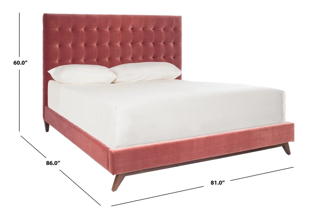 Safavieh Tsarina Dusty Rose Velvet Tufted Bed Bedroom