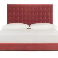Safavieh Tsarina Dusty Rose Velvet Tufted Bed Bedroom