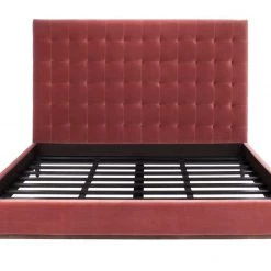 Safavieh Tsarina Dusty Rose Velvet Tufted Bed Bedroom