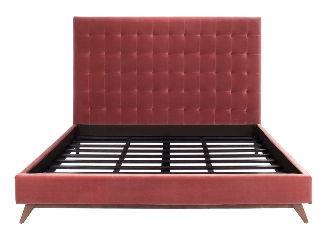 Safavieh Tsarina Dusty Rose Velvet Tufted Bed Bedroom