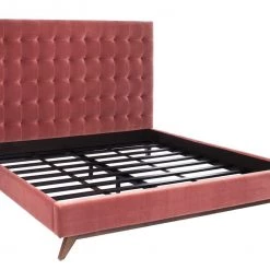 Safavieh Tsarina Dusty Rose Velvet Tufted Bed Bedroom