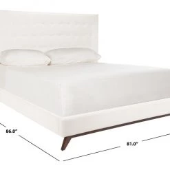Safavieh Tsarina Cream Velvet Tufted Bed Bedroom