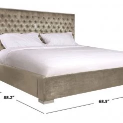 Safavieh Chester Champagne Velvet Bed