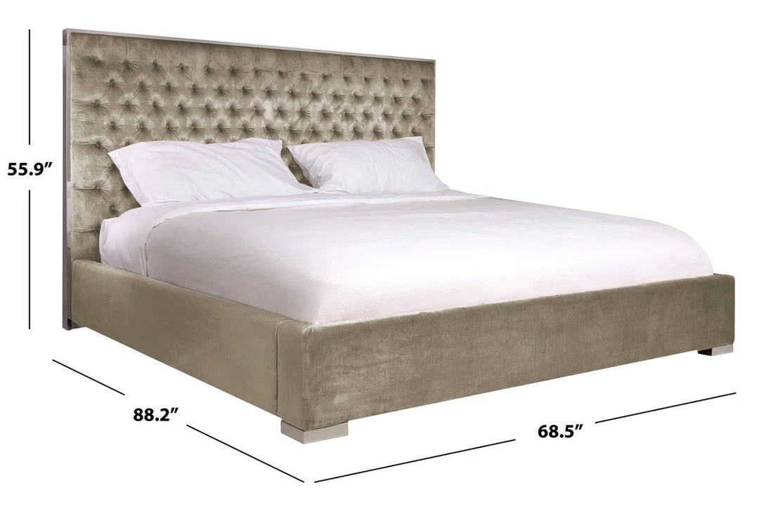 Safavieh Chester Champagne Velvet Bed