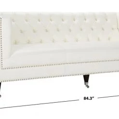 Safavieh Miller Tufted Leather Sofa Living Room