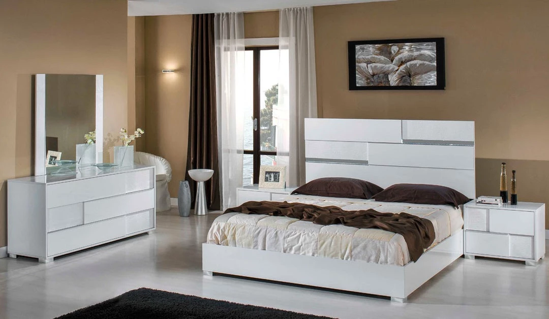 VIG Beds & Headboards Modrest Ancona Italian Modern White Bedroom Set By Hollywood Glam