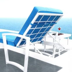 VIG Living Room Renava Tampa Outdoor Blue & White Sun Bed & End Table Set