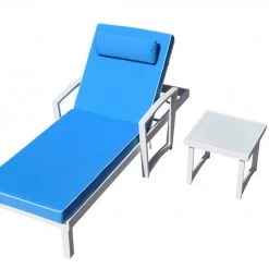 VIG Living Room Renava Tampa Outdoor Blue & White Sun Bed & End Table Set