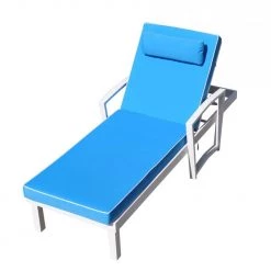 VIG Living Room Renava Tampa Outdoor Blue & White Sun Bed & End Table Set