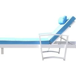 VIG Living Room Renava Tampa Outdoor Blue & White Sun Bed & End Table Set