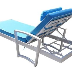 VIG Living Room Renava Tampa Outdoor Blue & White Sun Bed & End Table Set