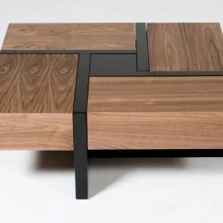 VIG Modrest Makai Modern Walnut & Black Square Coffee Table
