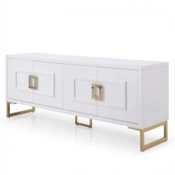 VIG Living Room Modrest Leah - Contemporary White High Gloss & Champagne Gold Buffet