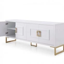 VIG Living Room Modrest Leah - Contemporary White High Gloss & Champagne Gold Buffet