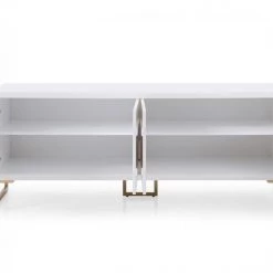 VIG Living Room Modrest Leah - Contemporary White High Gloss & Champagne Gold Buffet